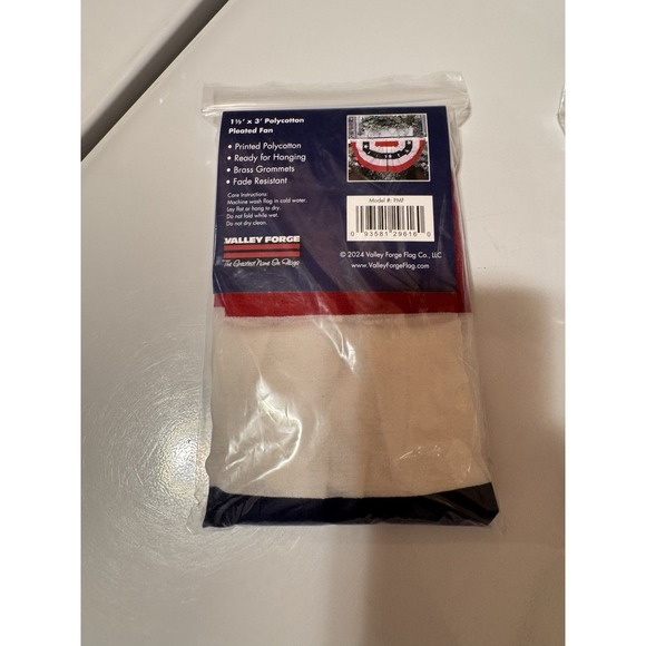 Valley forge Flag Pleated 18" X 36" Polycotton 100% USA Made PACK OF 2 - Picture 2 of 2